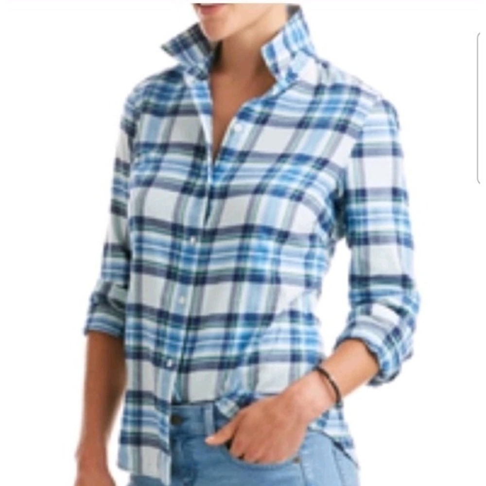 Vineyard Vines Classic Button Up Long Sleeve Plaid Flannel Shirt Women's Size 6